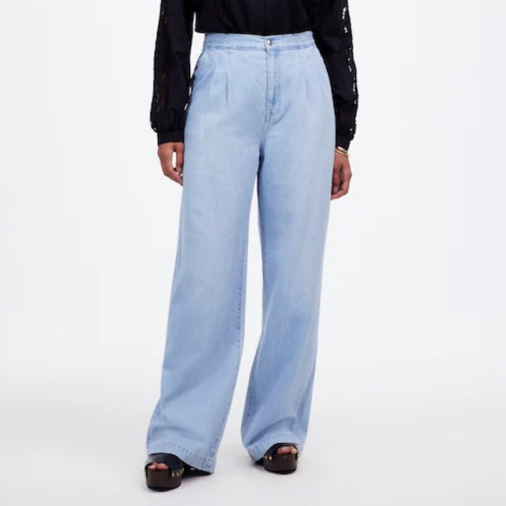 NEW MADEWELL The Curvy Harlow Wide-Leg Denim‎ Trouser Airy Denim Edition Size 28